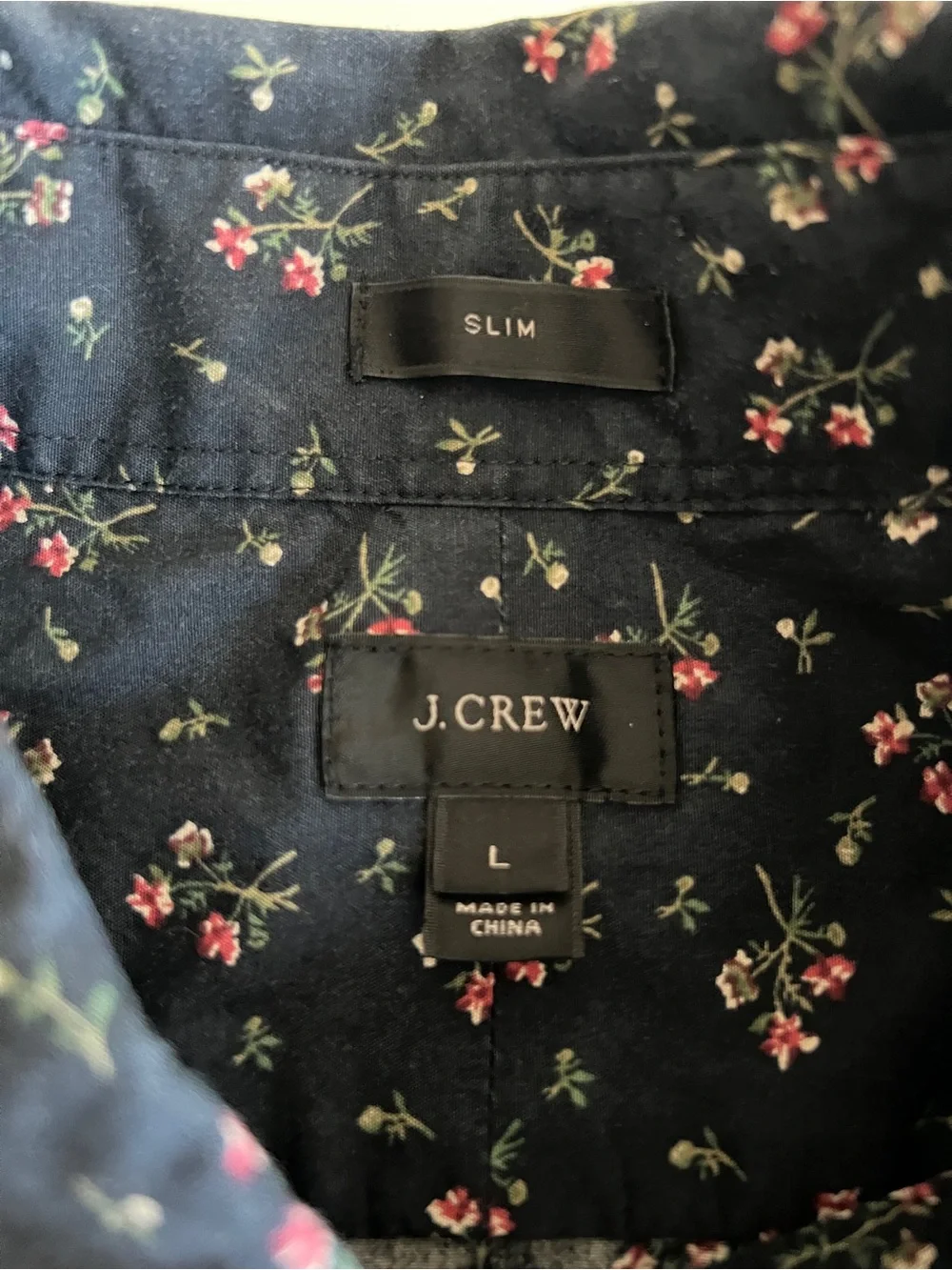 J.Crew Dark Navy blue Button-Down Shirt Floral Print 100% cotton Men’s L Slim